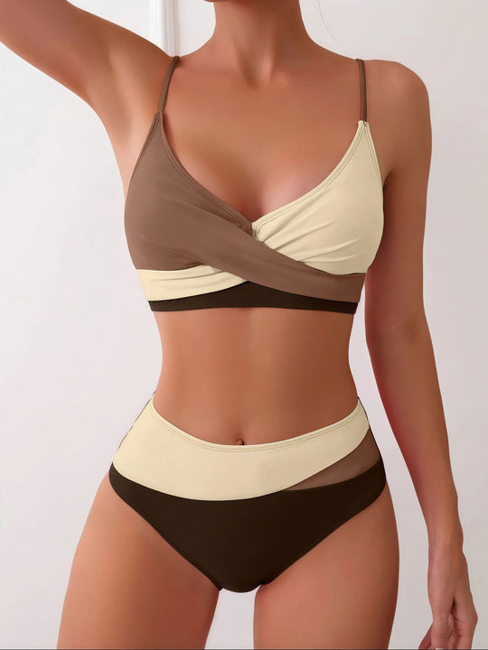 Damen Bikini-Set mit modischem Wickeldesign und hohem Taillenslip EB