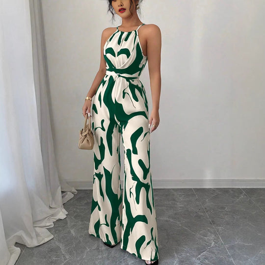 Damen Overall mit weitem Bein und modernem Muster EB