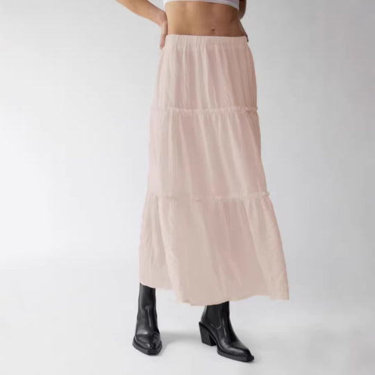 Damen Maxirock aus luftiger Baumwolle mit Rüschendetails EB