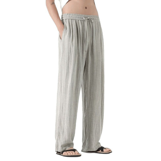 Herren nan weite Leinenhose mit verstellbarem Tunnelzugbund, lässiger Bundfaltenoptik und seitlichen Eingrifftaschen EB