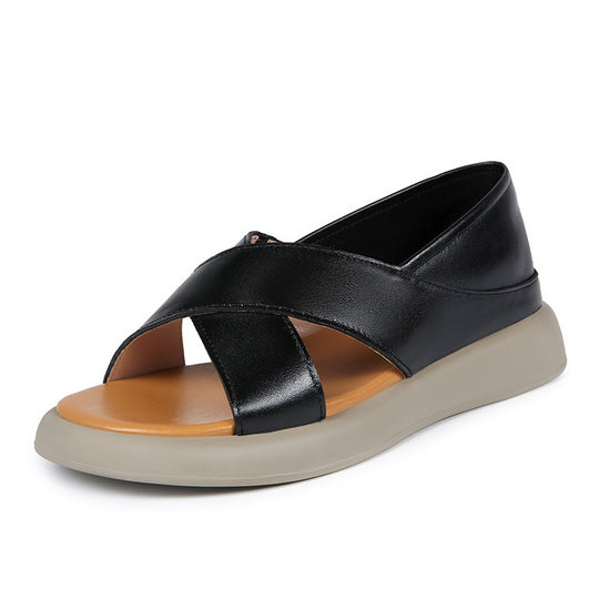 Damen komfortable Sandalen mit modernem Querriemen und rutschfester Sohle EB