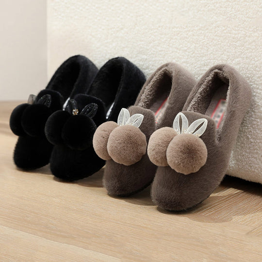 Damen Kuschelige Hausschuhe mit dekorativem Pom-Pom und Blattdesign EB