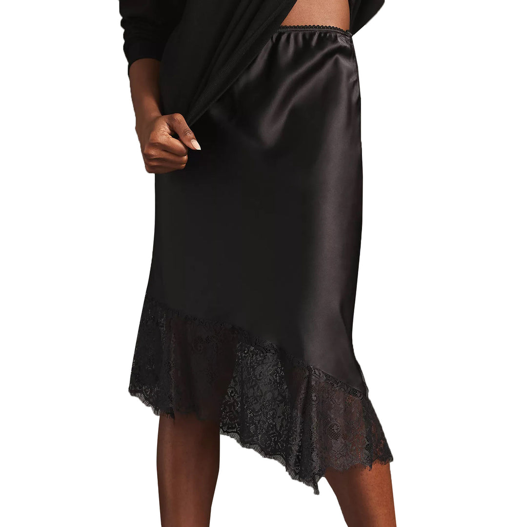 Damen Satinrock mit Spitze und asymmetrischem Saum EB