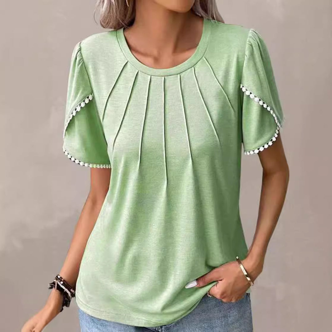 Damen Blusenshirt mit dekorativen Falten und eleganten Ärmelakzenten Heidi-Mode