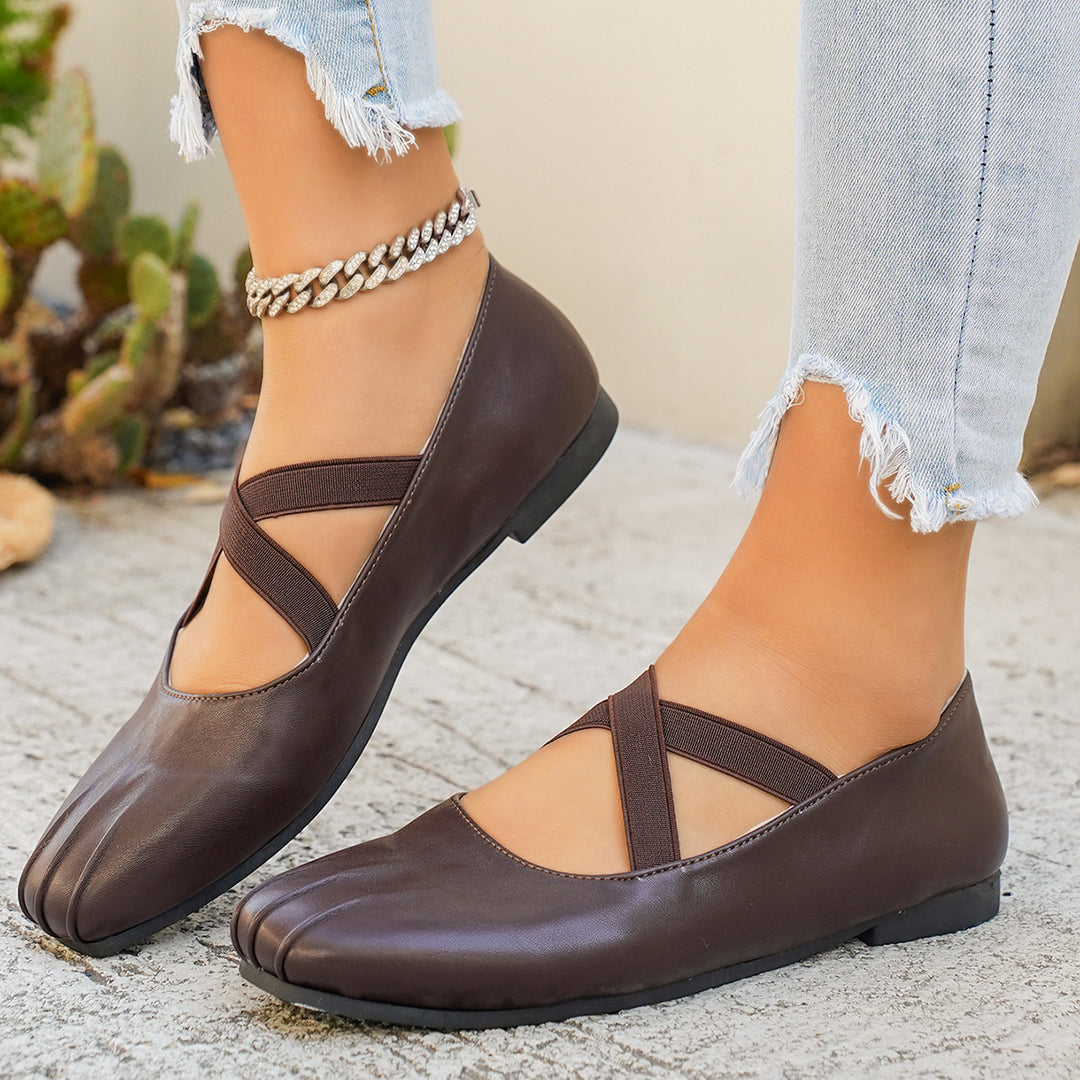 Damen modische Ballerinas mit kreuzförmigen Riemen und eleganter Sohle EB