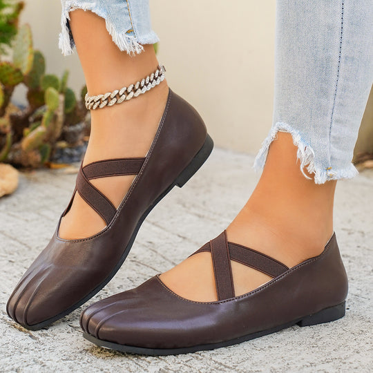 Damen modische Ballerinas mit kreuzförmigen Riemen und eleganter Sohle EB