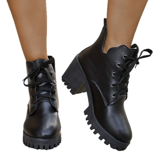 Damen Schnürstiefeletten mit robustem Blockabsatz und rutschfester Sohle EB