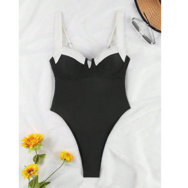 Damen Einteiliger Badeanzug mit raffiniertem Bustier-Design und hohen Beinausschnitten EB