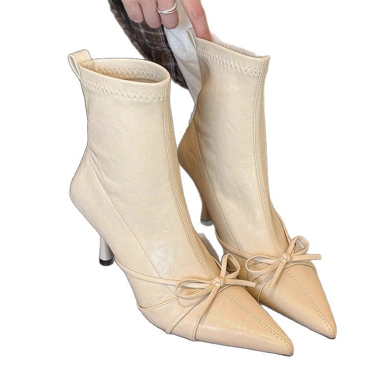 Damen elegante Plateau-Stiefeletten mit dekorativer Schnürung und spitzem Design EB
