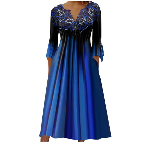 Damen Midikleid mit eleganter Bestickung und fließendem Schnitt Heidi-Mode