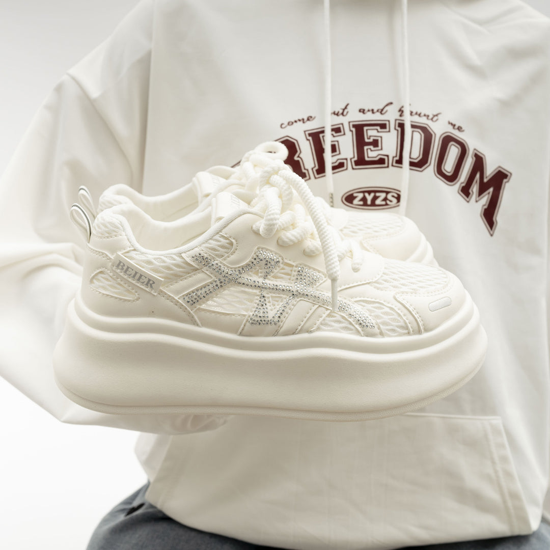 Damen Plattform Sneakers mit Glitzerakzenten und innovativer Sohle EB