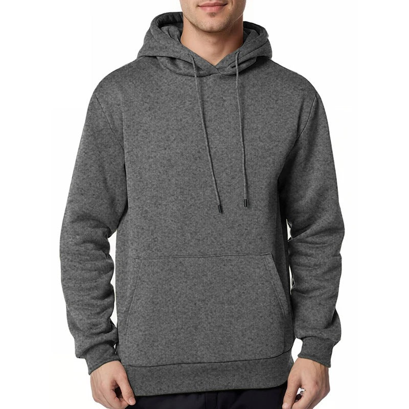 Herren nan minimalistischer Kapuzenpullover mit weichem Fleece-Innenfutter und Kängurutasche EB