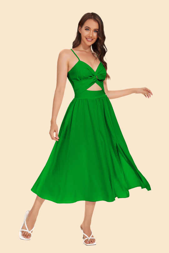Damen Zweiteiler Ensemble mit elegantem knotenfreier Bluse und fließendem Rock mit Schlitz EB