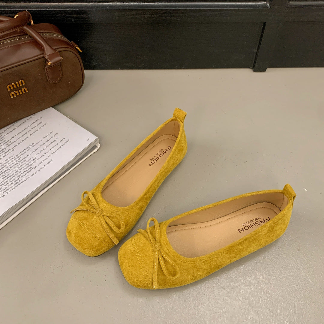 Damen Ballerinas mit zierlicher Schleifenverzierung und bequemer Ledersohle EB
