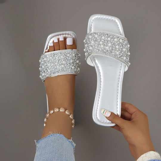 Damen Glitzernde Slipper mit funkelnden Strass-Applikationen EB