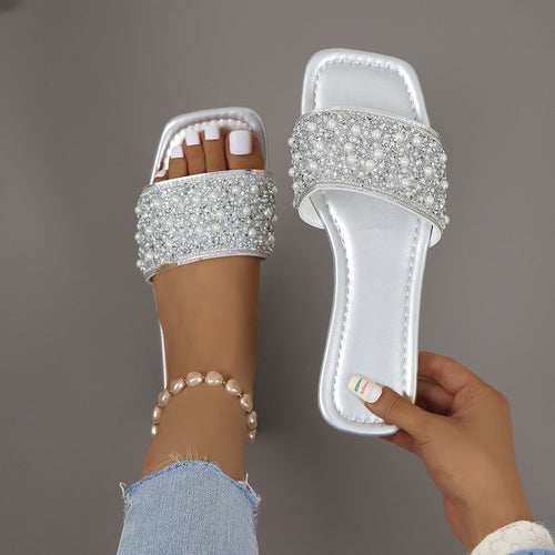 Damen Glitzernde Slipper mit funkelnden Strass-Applikationen EB
