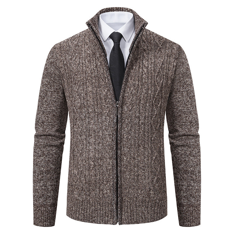 Herren Strickjacke mit hohem Kragen und Reißverschluss EB