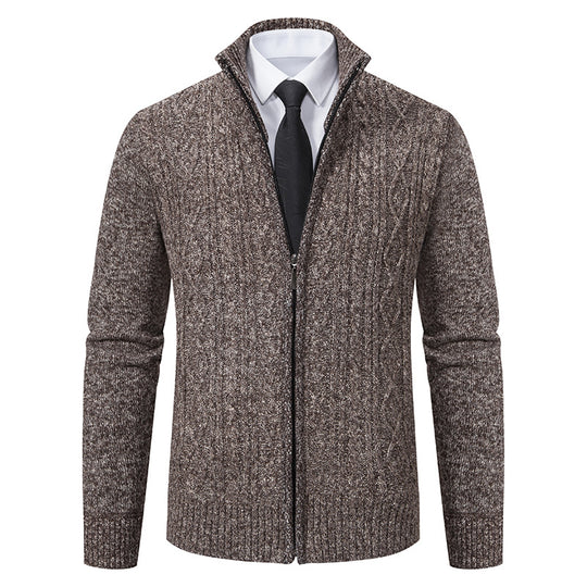 Herren Strickjacke mit hohem Kragen und Reißverschluss EB