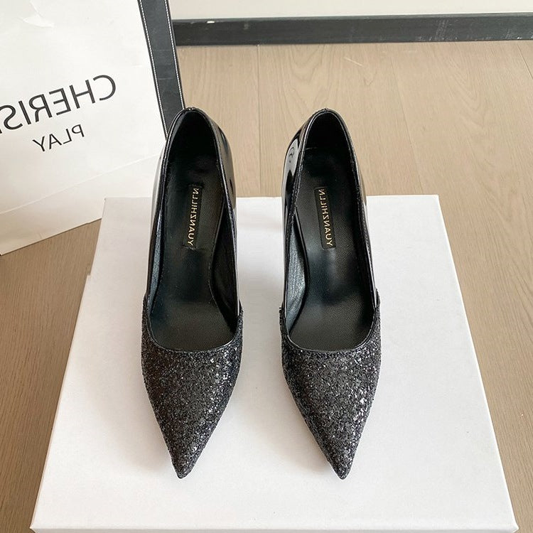 Damen Glitzernde Stiletto-Pumps mit spitzem Zehenbereich EB