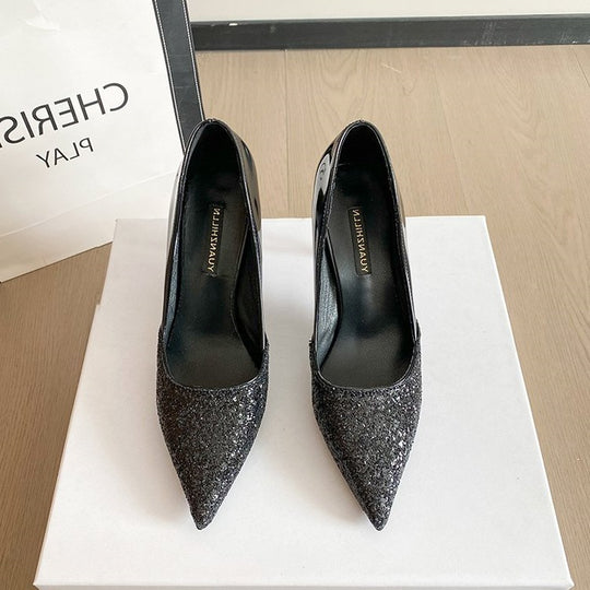 Damen Glitzernde Stiletto-Pumps mit spitzem Zehenbereich EB