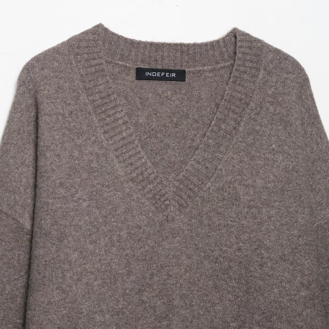 Damen kuscheliger V-Ausschnitt Pullover EB