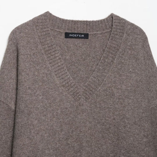 Damen kuscheliger V-Ausschnitt Pullover EB