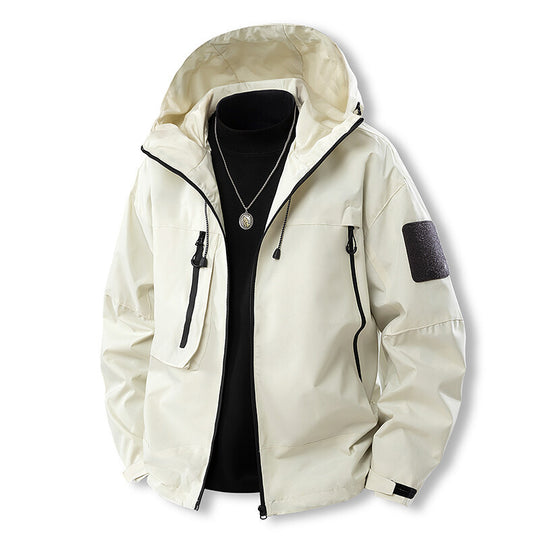 Herren wasserfeste Multifunktionsjacke mit Kapuze und praktischen Taschen EB