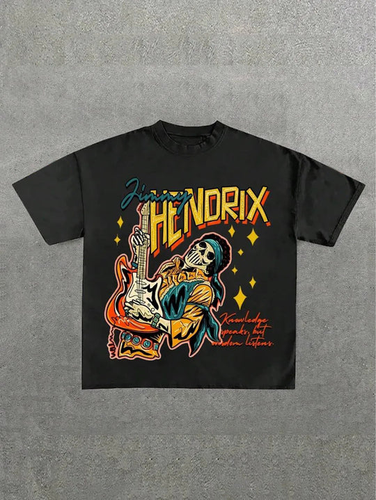 Damen Grafik T-Shirt mit einzigartigem Skelettdesign und kreativem Schriftzug EB