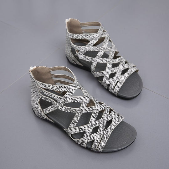 Damen Komfortable Riemensandalen mit geflochtenem Riemendesign EB