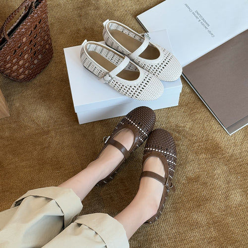 Damen Komfortable Sandalen mit modischem Flechtmuster und hochwertiger Schnalle EB