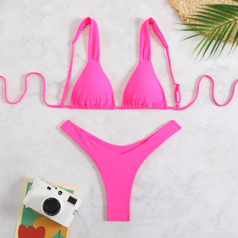 Damen Triangelbikini mit verstellbaren Trägern und hohem Beinausschnitt EB