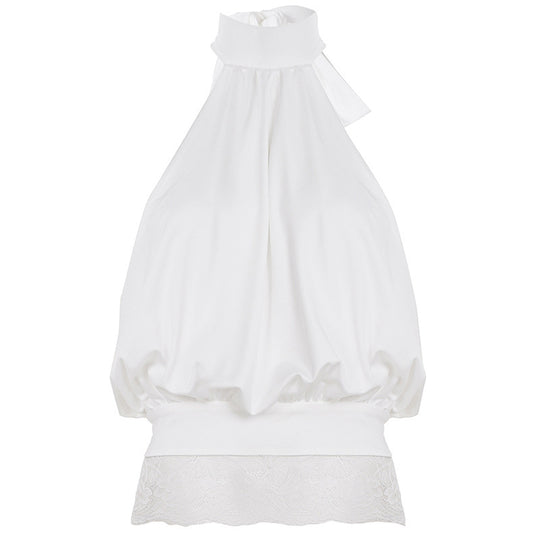 Damen elegantes Spaghetti-Trägertop mit transparentem Spitzenbesatz EB