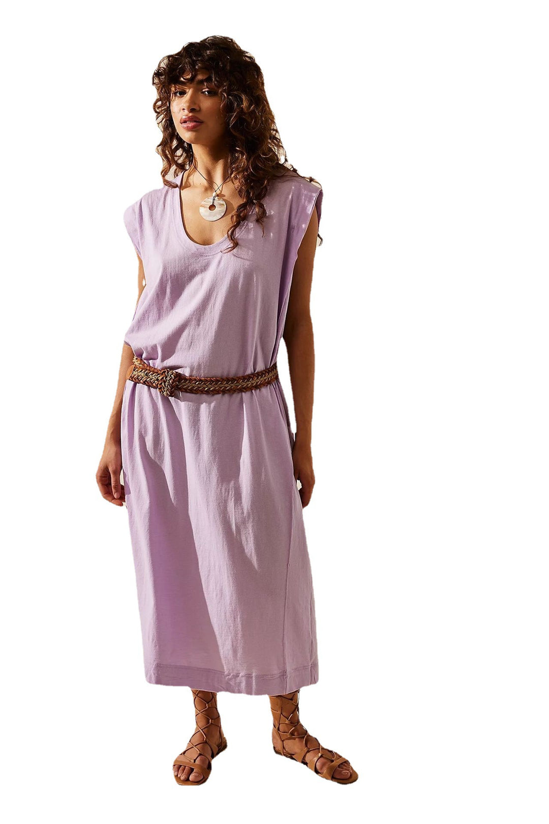 Damen lässiges Maxikleid mit tiefem Ausschnitt und seitlichen Schlitzen EB