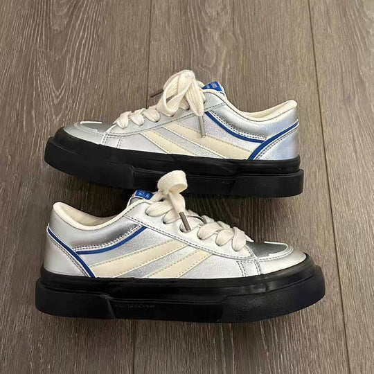 Damen Modische Sneakers mit glänzendem Obermaterial und dämpfender Sohle EB