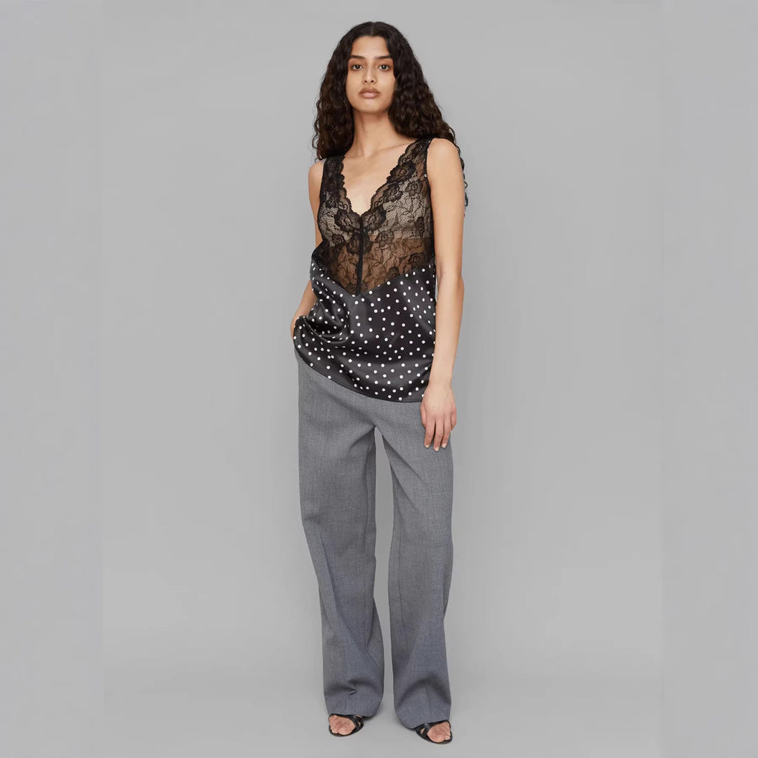 Damen Spitzen-Cami mit Polka-Dots und eleganten Details EB
