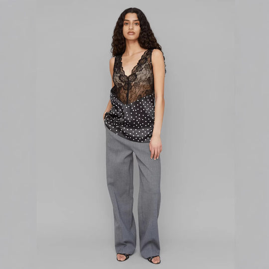 Damen Spitzen-Cami mit Polka-Dots und eleganten Details EB