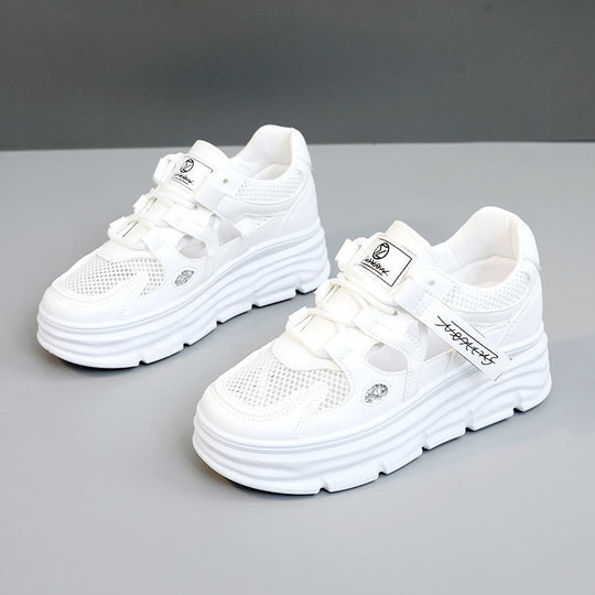 Damen Sportliche Plateau Sneakers mit atemberaubendem Design und verstellbarem Klettverschluss EB