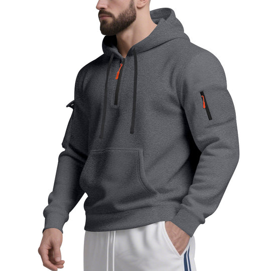Herren Funktions-Hoodie mit halbem Reißverschluss und praktischen Taschen EB