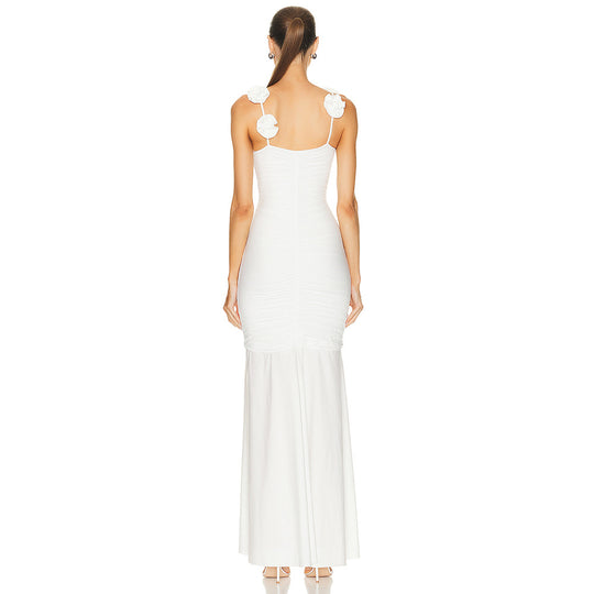 Damen Wickelkleid mit raffinierten Falten und verspielt Blumendetails EB