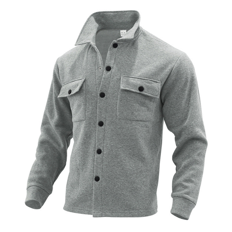 Herren lässige Hemdjacke mit praktischen Taschen und modernem Stehkragen EB