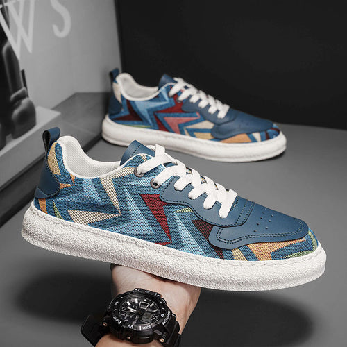 Damen Sportliche Sneaker mit farbenfrohem Chevron-Muster und rutschfester Sohle EB