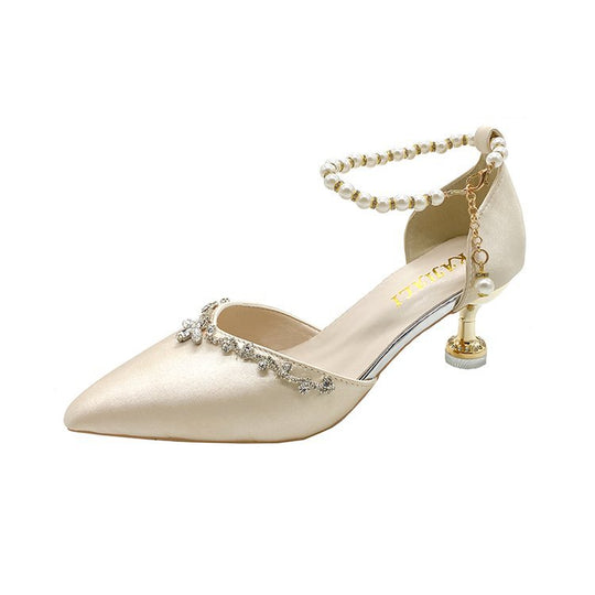 Damen elegante spitze Pumps mit Schmuckakzenten EB