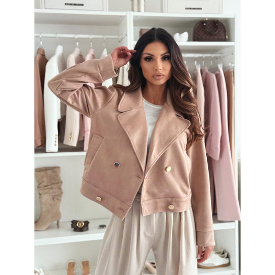 Damen jacke im Biker-Stil mit doppelter Knopfleiste und seitlichen Taschen EB