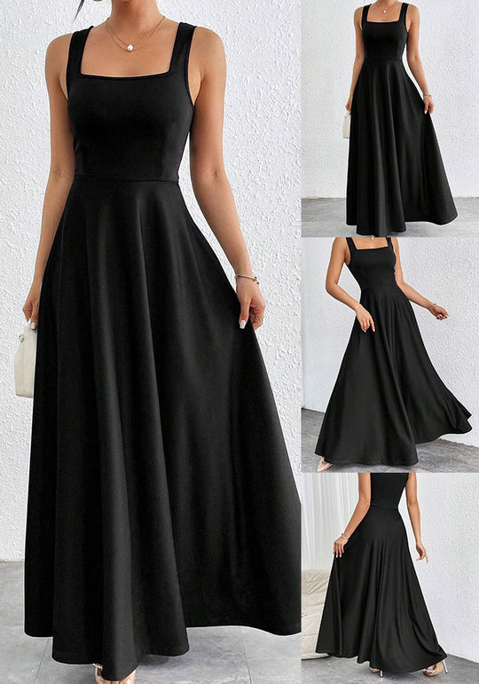 Elegantes Damen Maxikleid mit weichem Schnitt & quadratischem Ausschnitt | EB