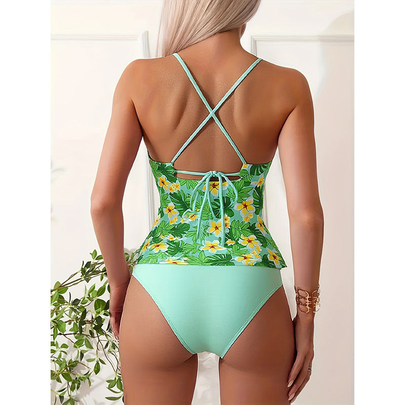 Damen Tankini mit floralem Design und modischem Schnitt EB