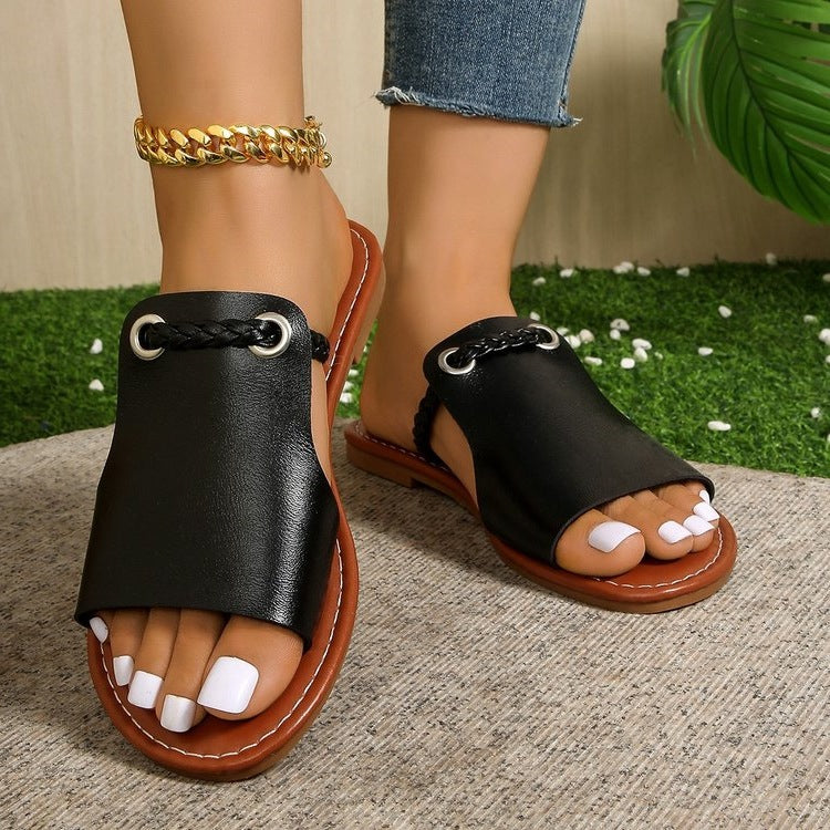 Damen Komfortable Riemensandalen mit modischem Flecht-Design EB