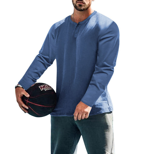 Herren Langärmliges T-Shirt mit Knopfleiste EB