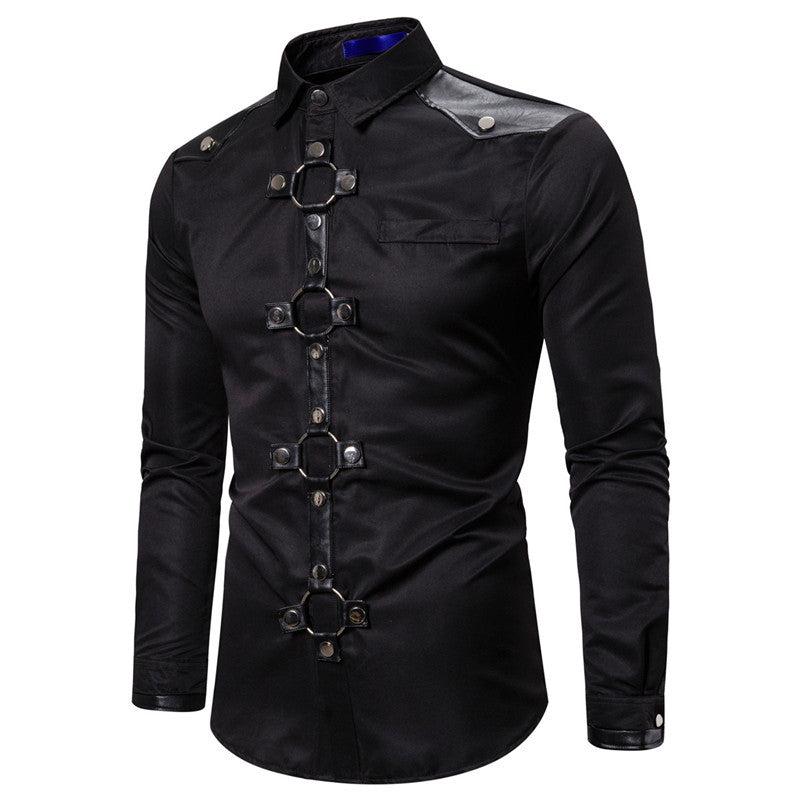Herren modernes Langarmhemd mit stylischem Ring-Detail EB