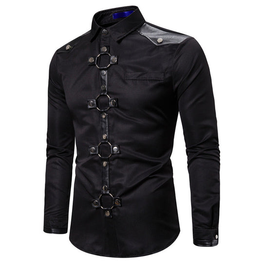 Herren modernes Langarmhemd mit stylischem Ring-Detail EB