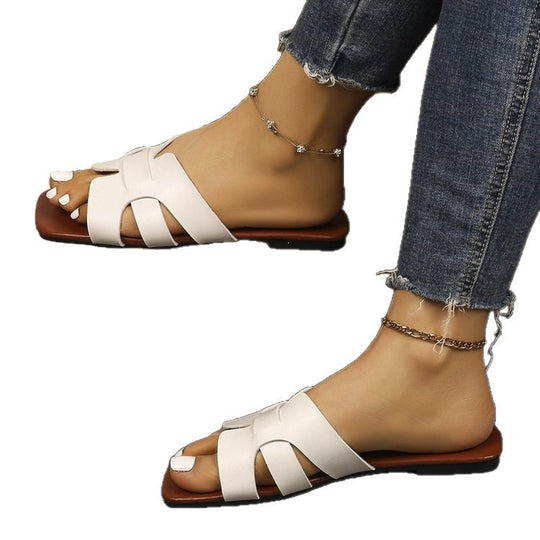 Damen Flache Riemchensandalen aus hochwertigem Leder EB